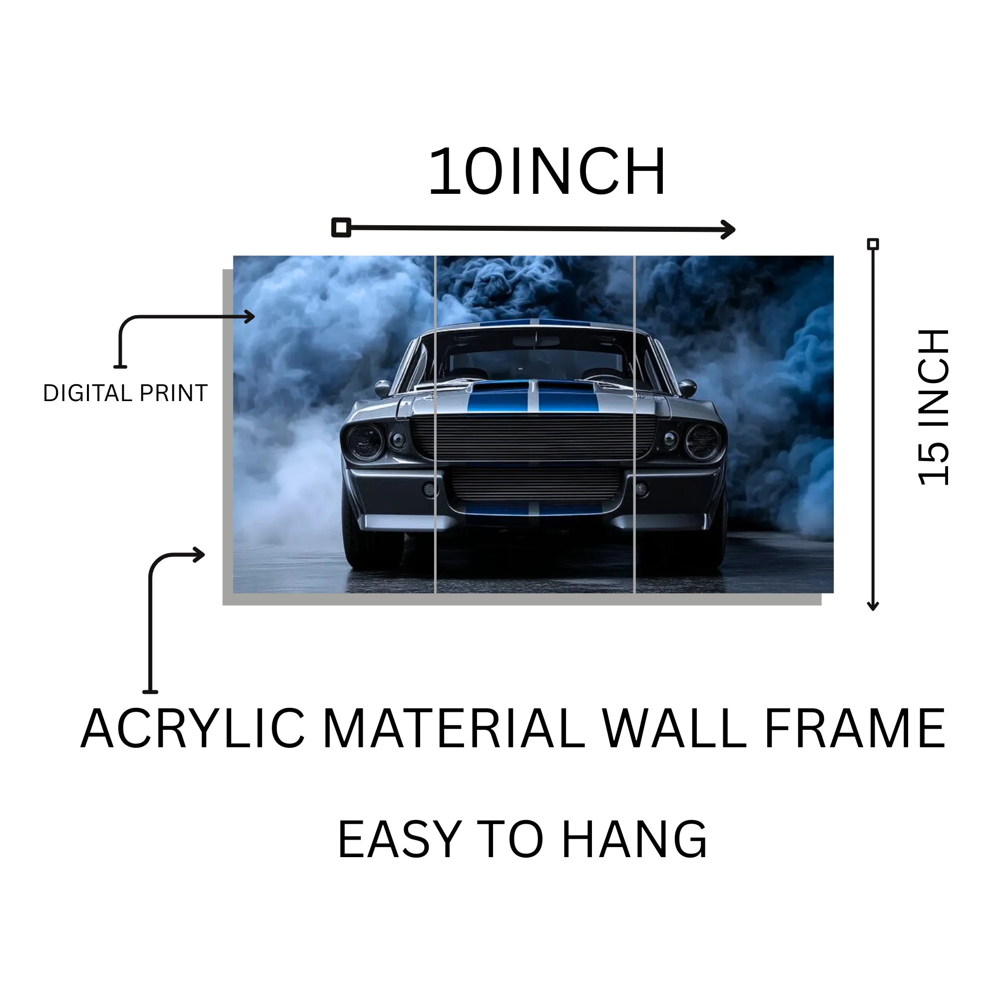 Djane Studio Car Acrylic Wall Frame | Luxury Car Wall Frame for Living Room, Bedroom, Office & Gaming Room | Modern Home Décor | Pack of 3 | Size 15x10 Inch